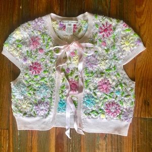 Nanette Lepore Bolero Pink Sequin & stitched shrug